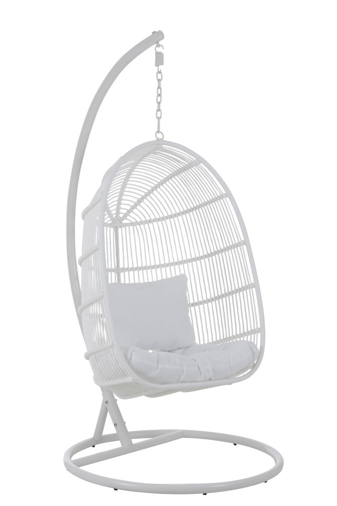 Závěsné bílé zahradní ratanové křeslo Lounge White Oval - 119*105*193 cm
