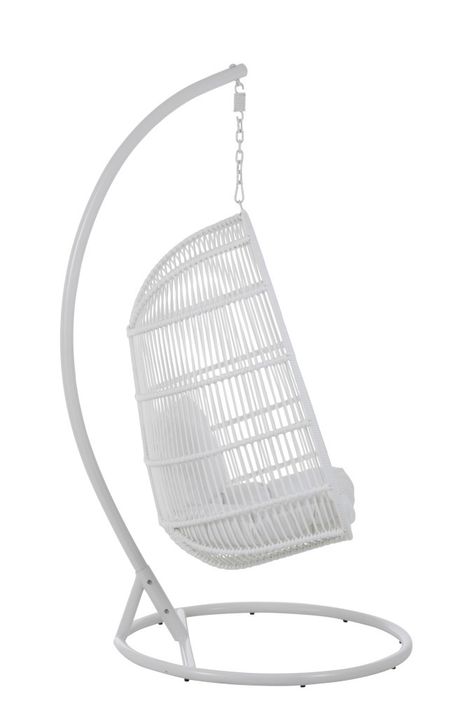 Závěsné bílé zahradní ratanové křeslo Lounge White Oval - 119*105*193 cm