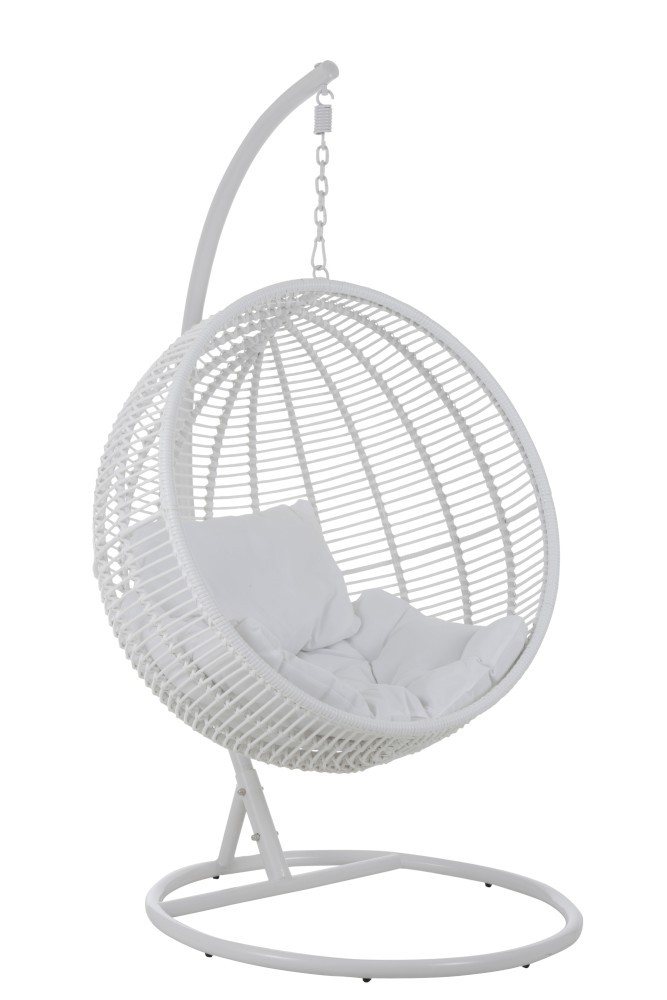 Závěsné bílé zahradní ratanové křeslo Lounge White -119*110*193 cm