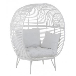 Bílé ratanové zahradní křeslo Lounge White Oval - 117*110*151 cm