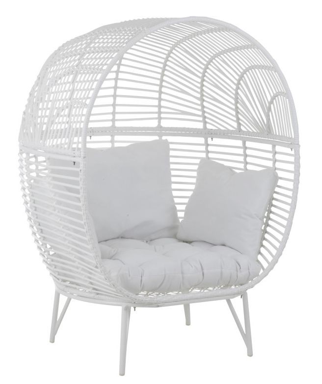 Bílé ratanové zahradní křeslo Lounge White Oval - 117*110*151 cm