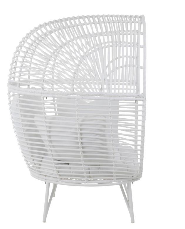 Bílé ratanové zahradní křeslo Lounge White Oval - 117*110*151 cm