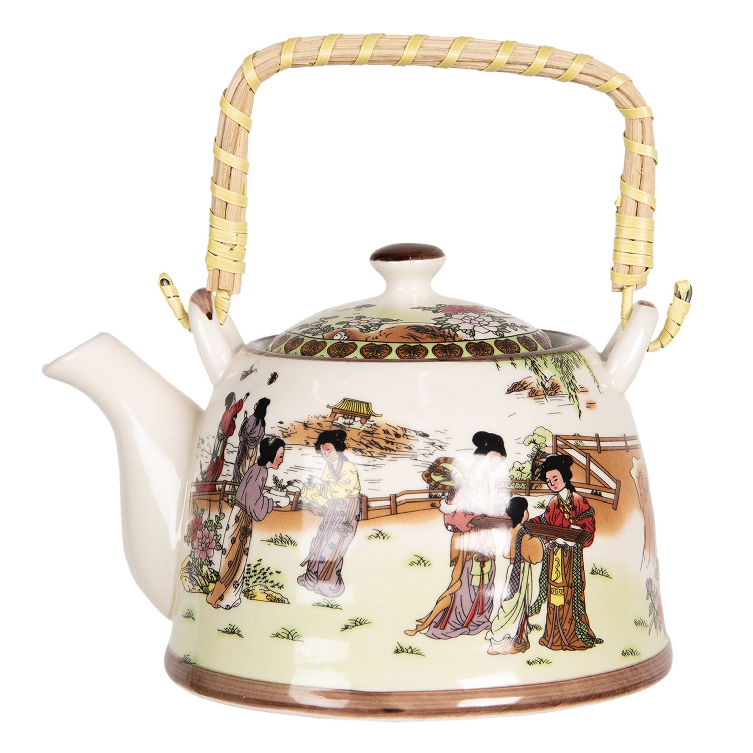 Porcelánová konvice na čaj s japonskými motivy - 18*14*12 cm / 0,8L Clayre & Eef