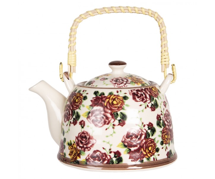Konvička na čaj s květy růží - 18*14*12 cm / 0,8L