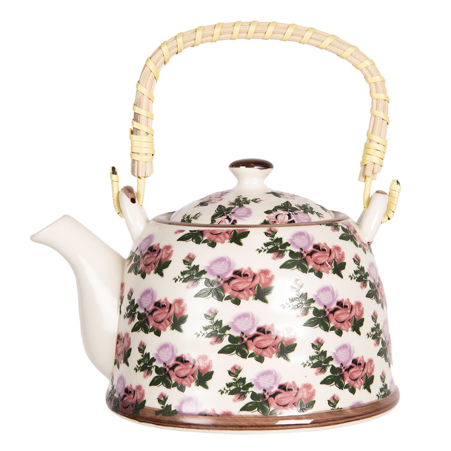 Porcelánová konvice na čaj s motivem růží - 18*14*12 cm / 0,8L