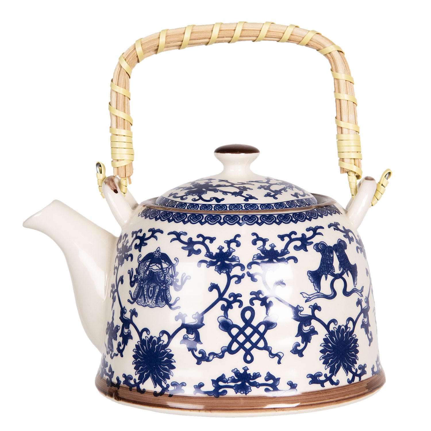 Konvička na čaj s modrými ornamenty - 18*14*12 cm / 0,8L Clayre & Eef