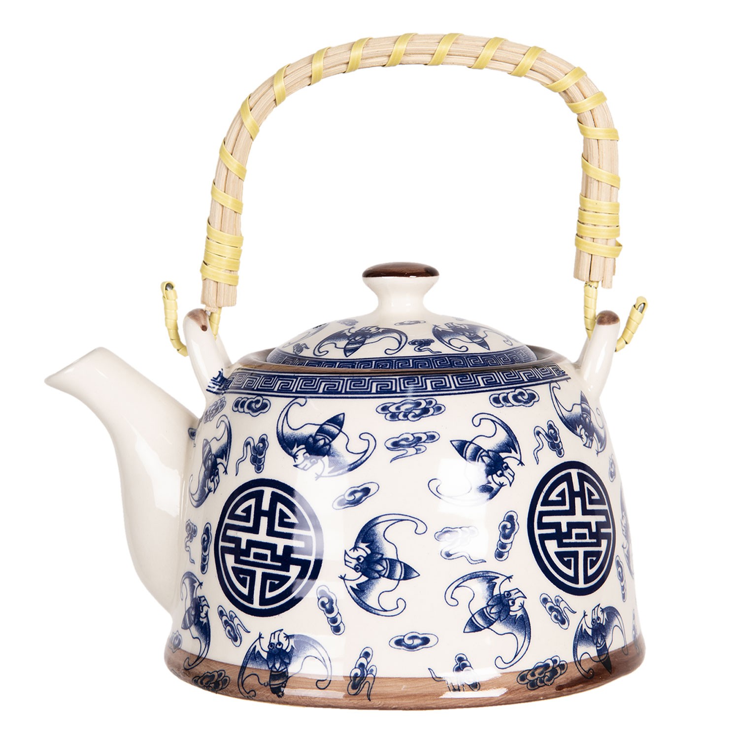Konvice na čaj se sítkem a modrými ornamenty - 18*14*12 cm / 0,8L Clayre & Eef