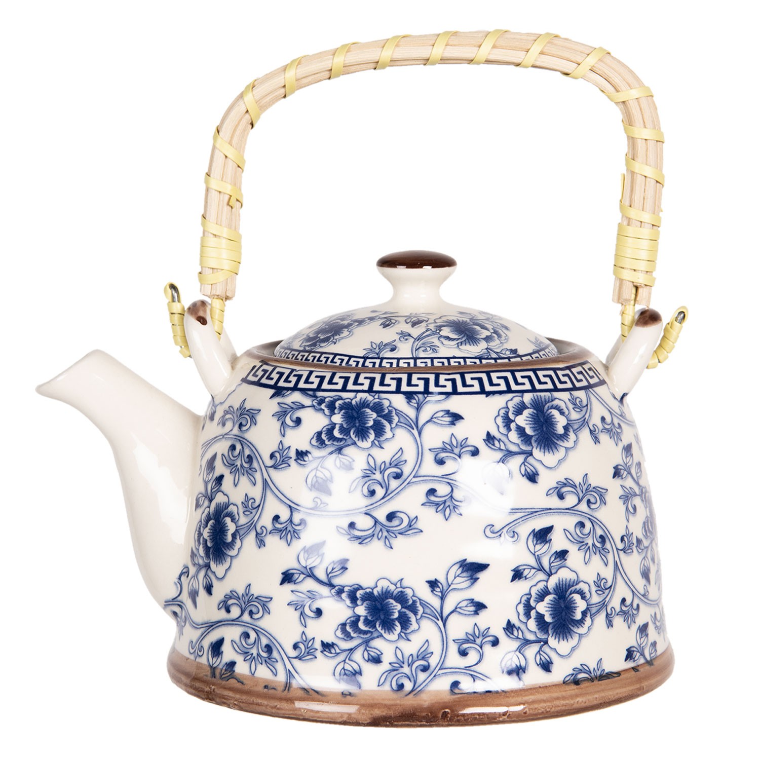Porcelánová konvička na čaj s modrými květy - 18*14*12 cm / 0,8L 6CETE0087