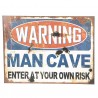 Nástěnná kovová cedule Warning Man Cave - 30*40 cm