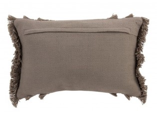 Taupe bavlněný polštář Fransen s třásněmi - 30*45 cm