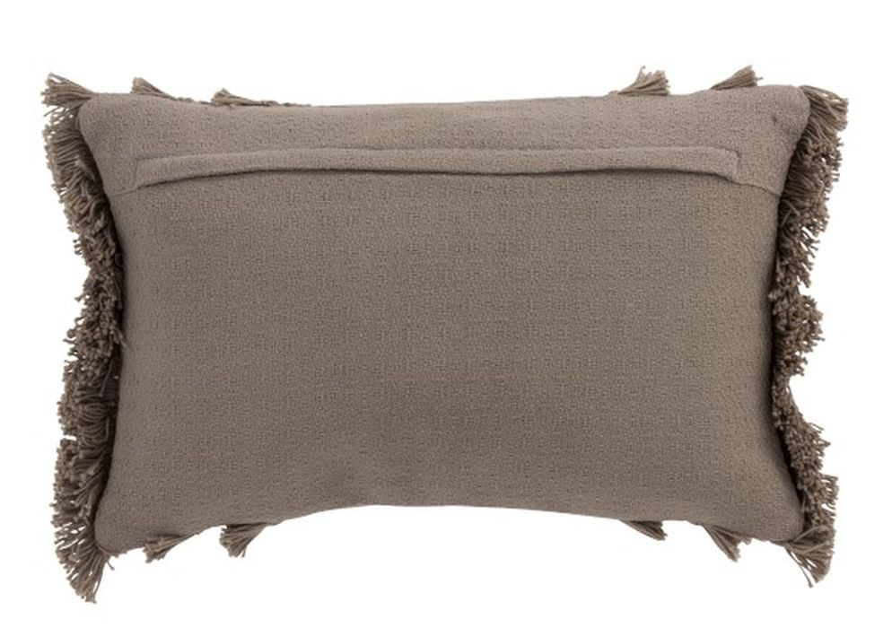 Taupe bavlněný polštář Fransen s třásněmi - 30*45 cm