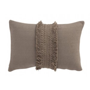 Taupe bavlněný polštář Fransen Rand s třásněmi - 30*45 cm
