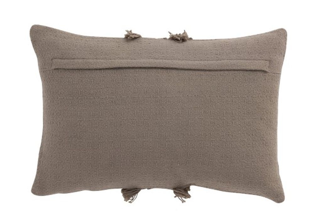Taupe bavlněný polštář Fransen Rand s třásněmi - 30*45 cm