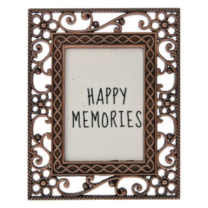 Měděný fotorámeček s květinovými ornamenty - 4*5 cm