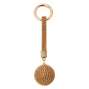 Zlatá klíčenka koule s kamínky - Ø 3,5*14,5cm