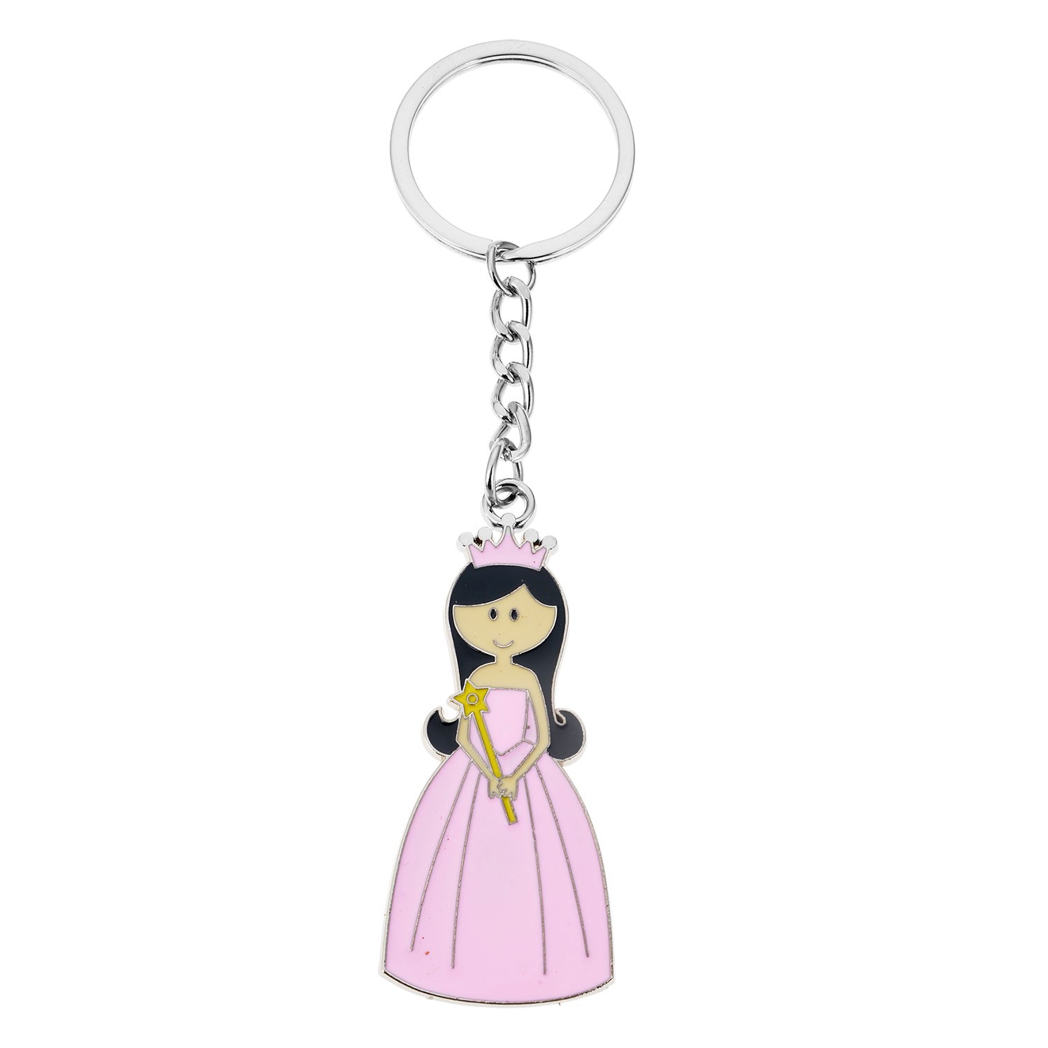 Klíčenka s přívěskem princezny v růžových šatech MLKCH0355