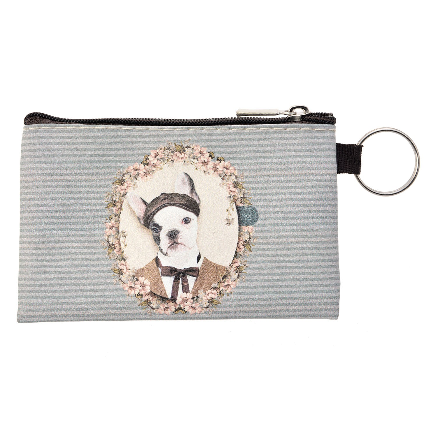 Šedo-modrá peněženka s pejskem Doggy  - 12*8 cm Clayre & Eef