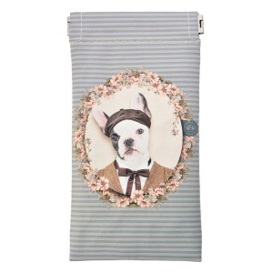 Šedo-modré pouzdro na brýle s pejskem Doggy - 9*18 cm