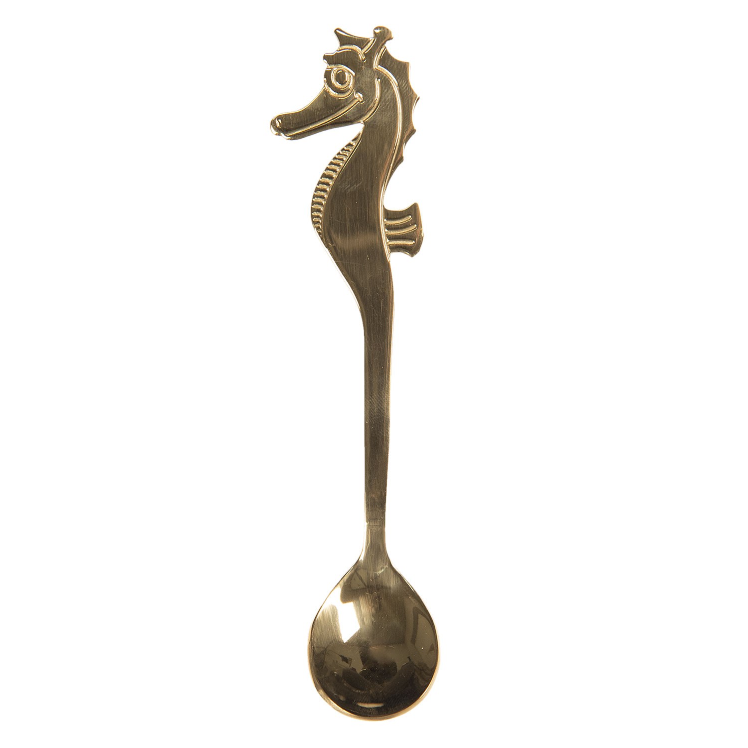 Lžička s mořským koníkem - zlatá - 3*13 cm  Clayre & Eef