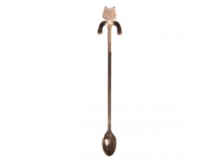 Úzká dlouhá lžička s kočičkou - bronzová - 3*20 cm