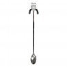 Úzká dlouhá lžička s kočičkou - stříbrná - 3*20 cm Barva: stříbrnáMateriál: kov