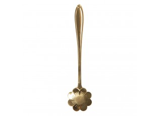 Zlatá kovová dezertní lžička ve tvaru kytičky Floffy - 3*12 cm