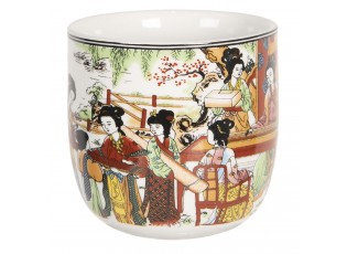 Porcelánový kalíšek na čaj s gejšami - ∅ 6*8 cm / 0,1L