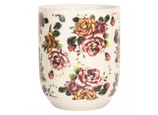 Porcelánový kalíšek na čaj s květy růží - ∅ 6*8 cm / 0,1L