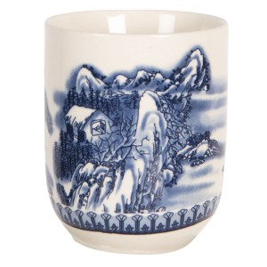 Porcelýnový kalíšek na čaj s motivem hor - ∅ 6*8 cm / 0,1L