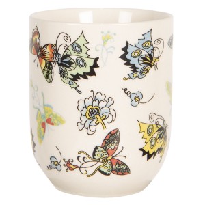 Porcelánový kalíšek na čaj s motýlky - ∅ 6*8 cm / 0,1L