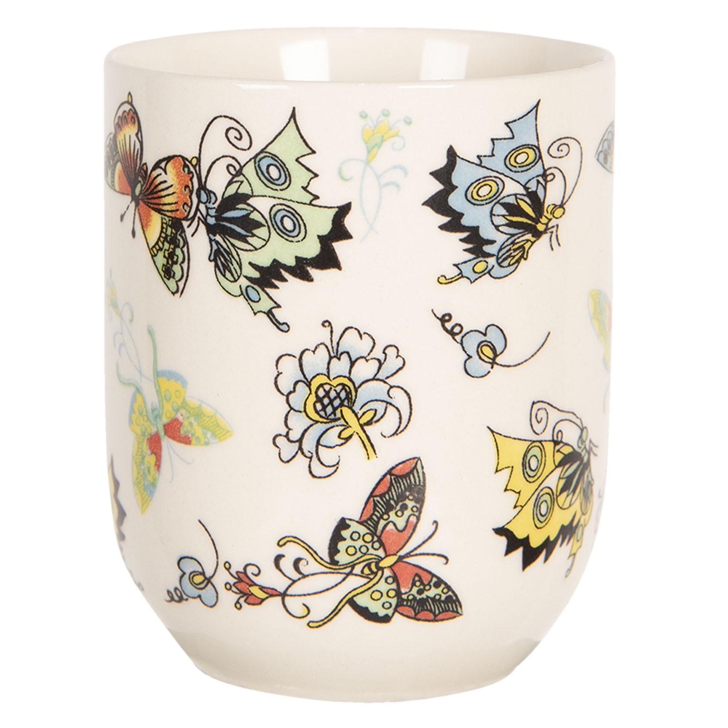 Porcelánový kalíšek na čaj s motýlky - ∅ 6*8 cm / 0,1L Clayre & Eef