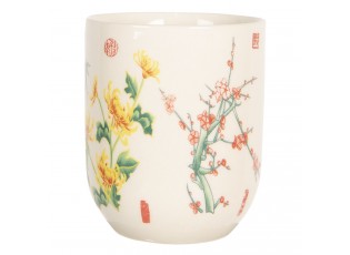 Porcelánový kalíšek na čaj s japonskými květy - ∅ 6*8 cm / 0,1L
