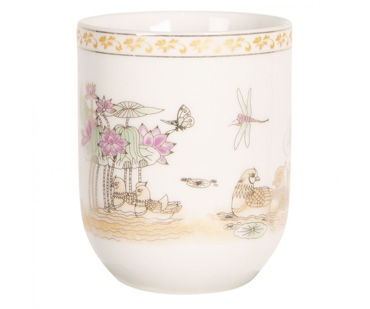 Porcelánový kalíšek na čaj s motivem leknínů - ∅ 6*8 cm / 0,1L