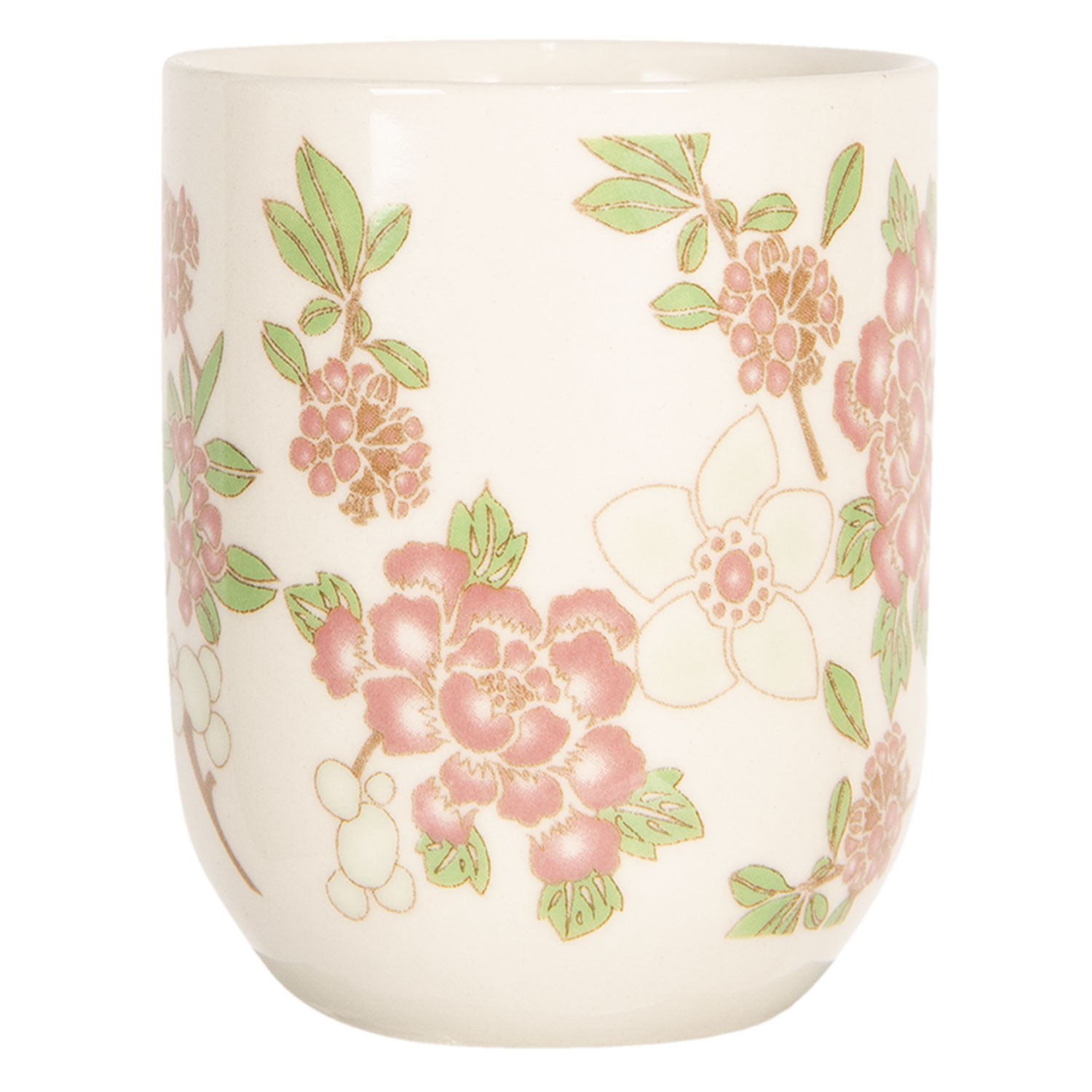Porcelánový kalíšek na čaj se sakurou - ∅ 6*8 cm / 0,1L Clayre & Eef