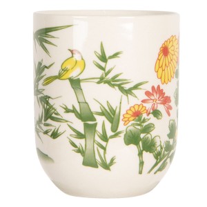 Porcelánový kalíšek na čaj s bambusem a květy- ∅ 6*8 cm / 0,1L