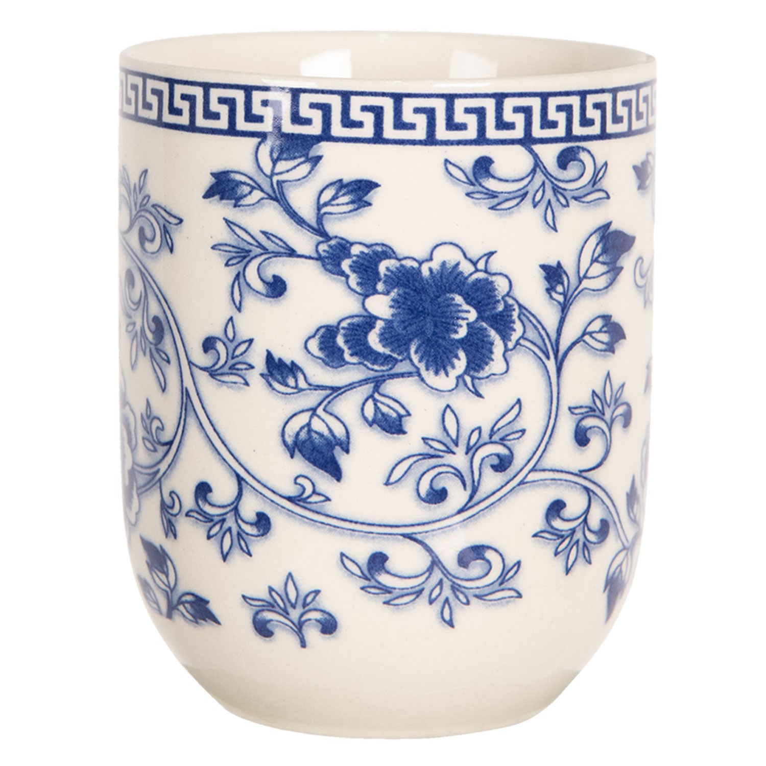 Porcelánový kalíšek na čaj s modrými květy - ∅ 6*8 cm / 0,1L Clayre & Eef