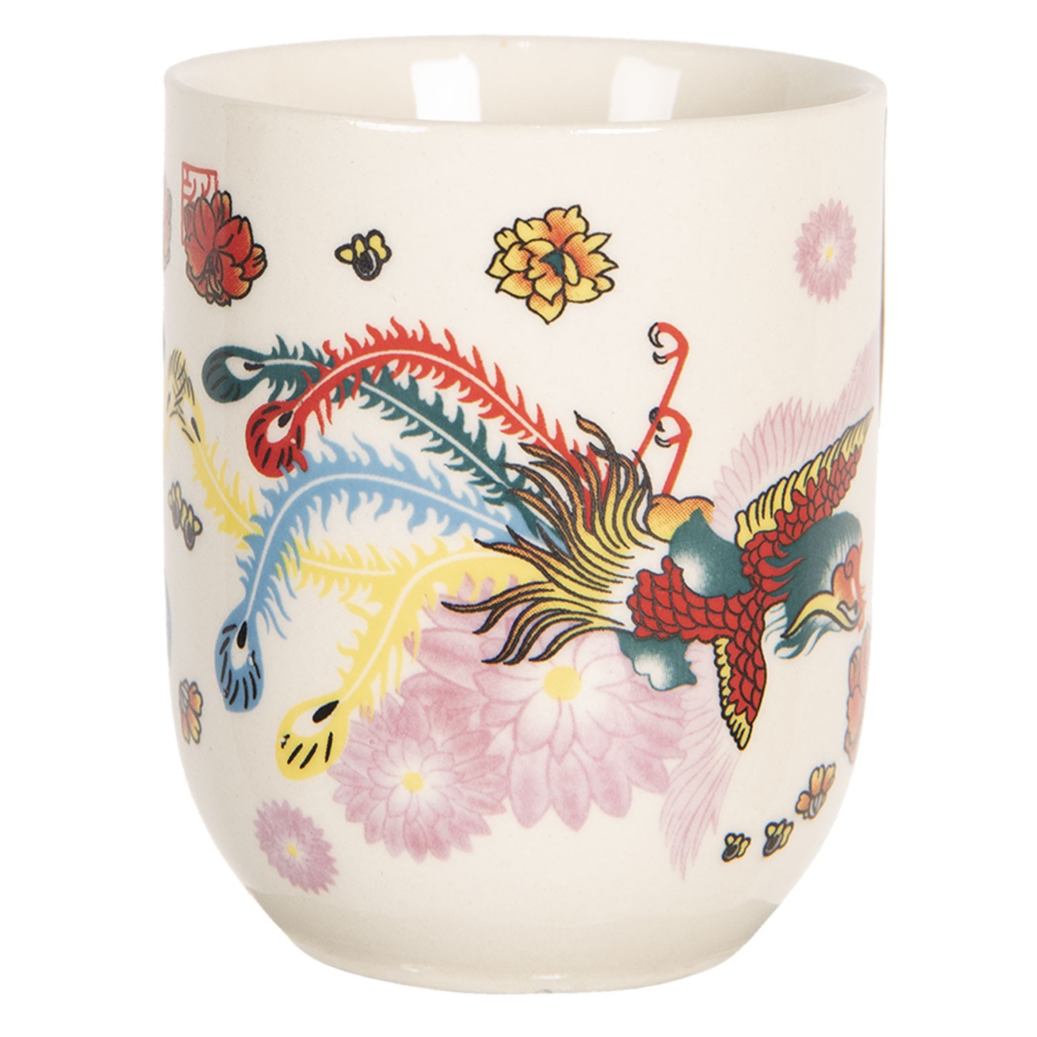 Levně Porcelánový kalíšek na čaj s motýlky - ∅ 6*8 cm / 0,1L 6CEMU0089