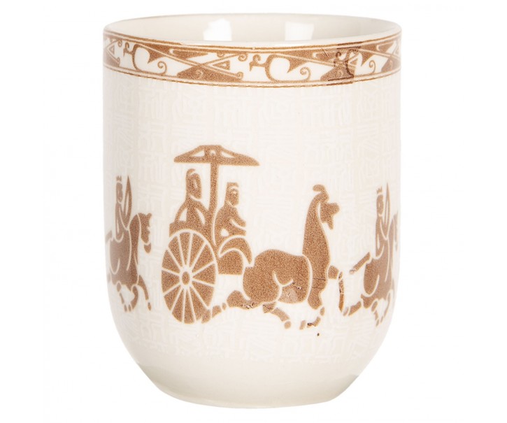 Porcelánový kalíšek na čaj s antickými motivy - ∅ 6*8 cm / 0,1L