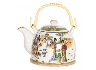 Porcelánová konvice na čaj s gejšami - 18*14*12 cm / 0,8L