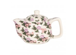 Konvička na čaj s motivem růží - Ø 16*11 cm / 0,4L