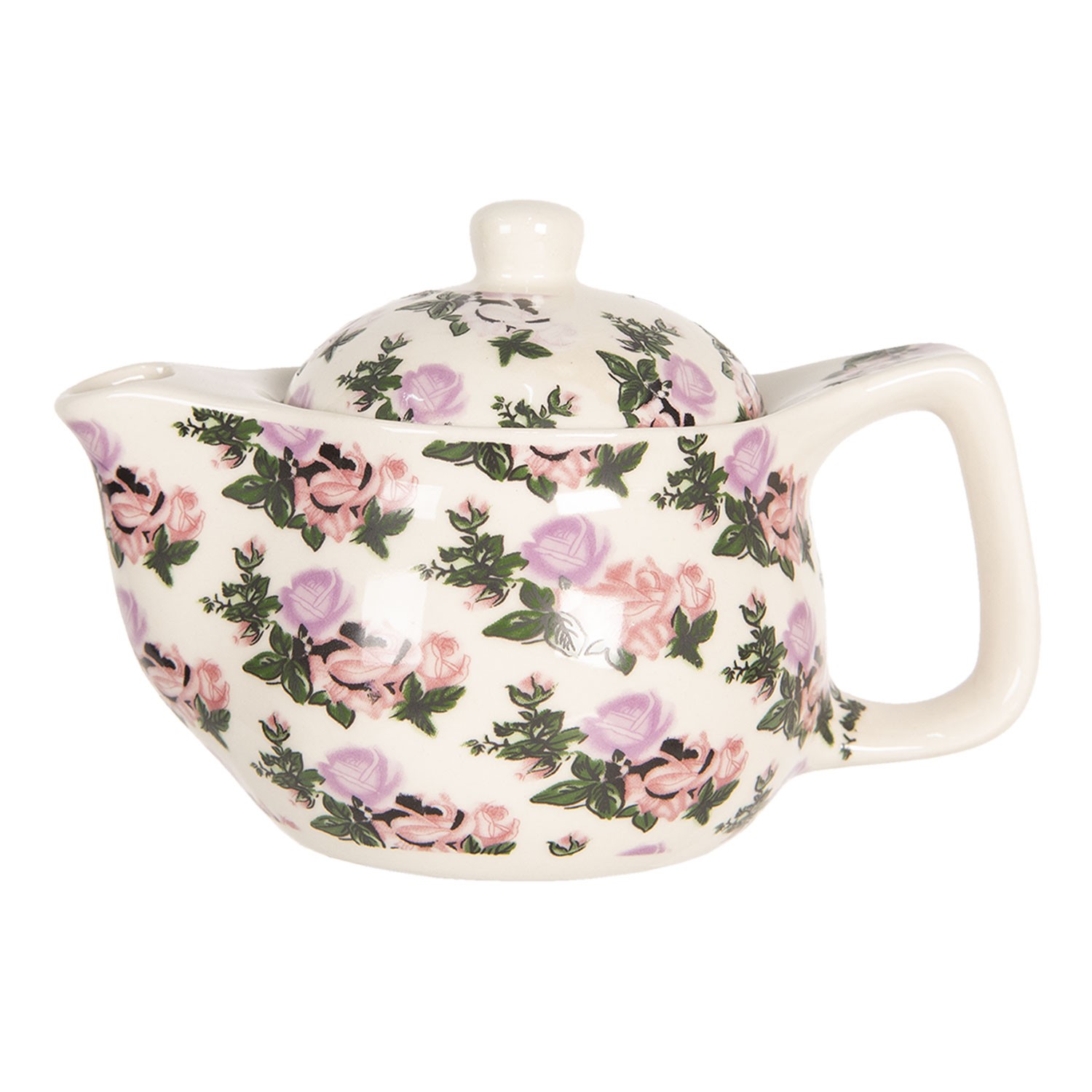 Konvička na čaj s motivem růží - Ø 16*11 cm / 0,4L Clayre & Eef