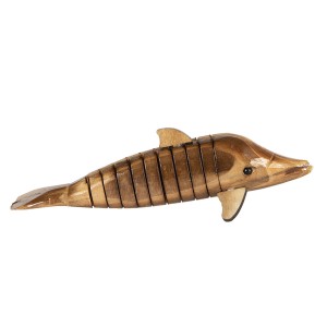Dřevěná hnědá dekorativní soška delfína - 21*4 cm