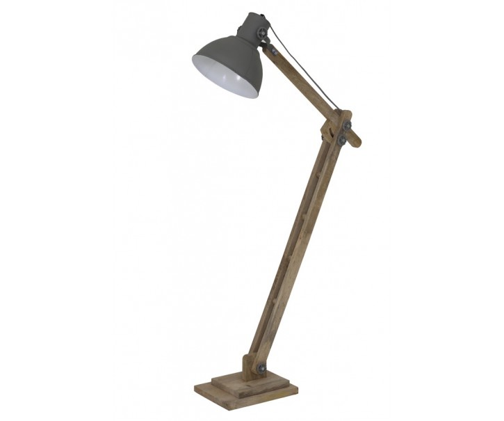 Šedá dřevěná stojací lampa Elmer cement - 84*26*125 cm