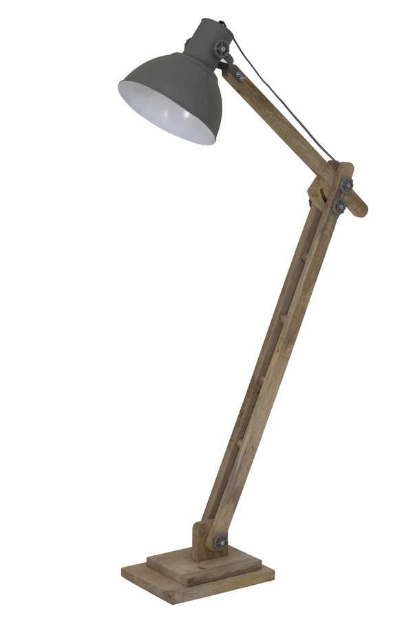 Šedá dřevěná stojací lampa Elmer cement - 84*26*125 cm