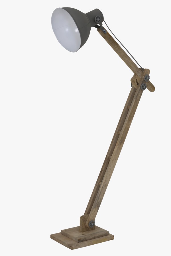 Šedá dřevěná stojací lampa Elmer cement - 84*26*125 cm