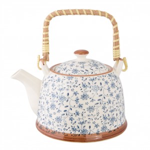 Prcelánová konvička se sítkem modrá kvítka - Ø 14*14 cm / 0,7L