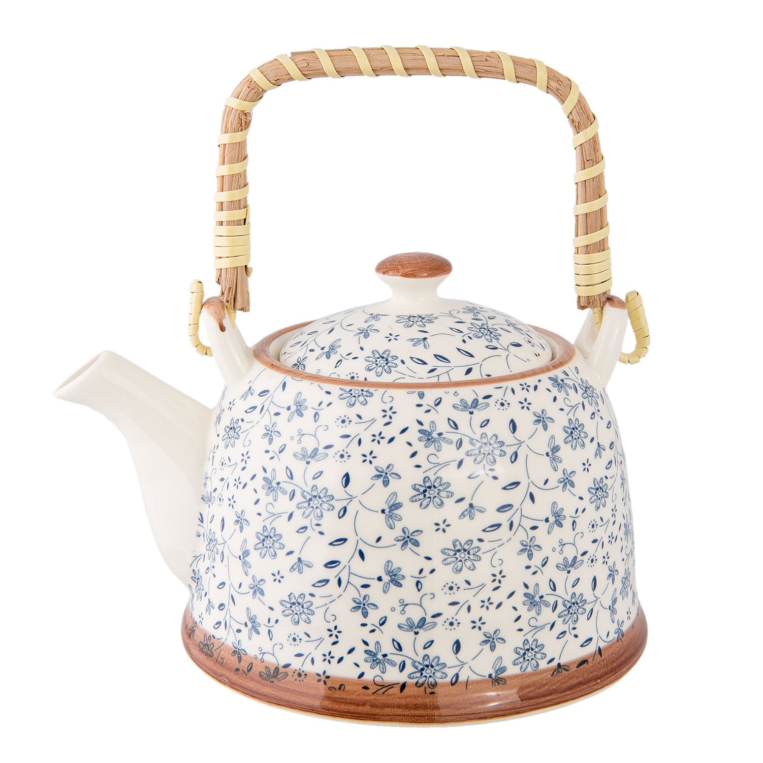 Prcelánová konvička se sítkem modrá kvítka - Ø 14*14 cm / 0,7L