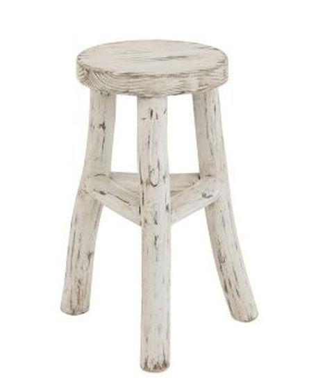 Dřevěná bílá kulatá stolička Ibiza - Ø 26*50cm J-Line by Jolipa
