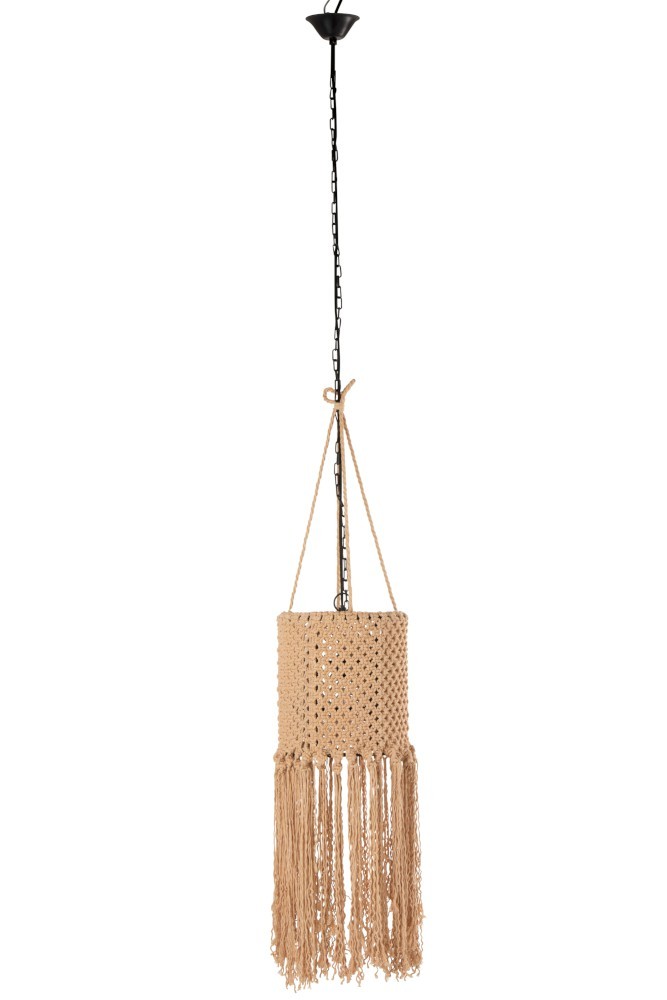 Závěsné bavlněné béžové světlo Macrame - Ø26*76cm