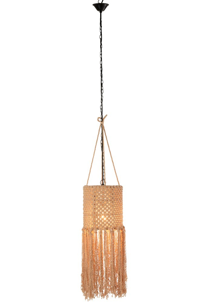 Závěsné bavlněné béžové světlo Macrame - Ø26*76cm